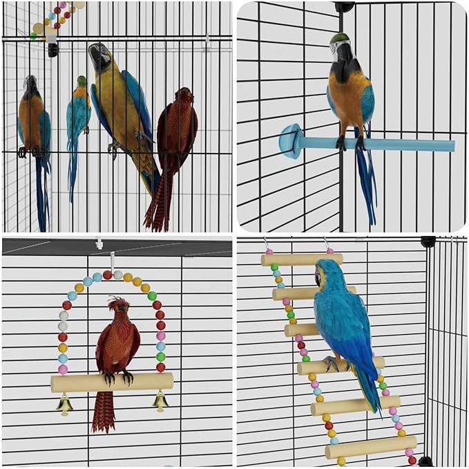 STILLCOVE Big Flight Bird Cage, Black Parakeet Cages with Rolling Stand & Wheels, Wide Birdcage for Parrots Cockatiels Conure Budgie Canary Finch Lovebird