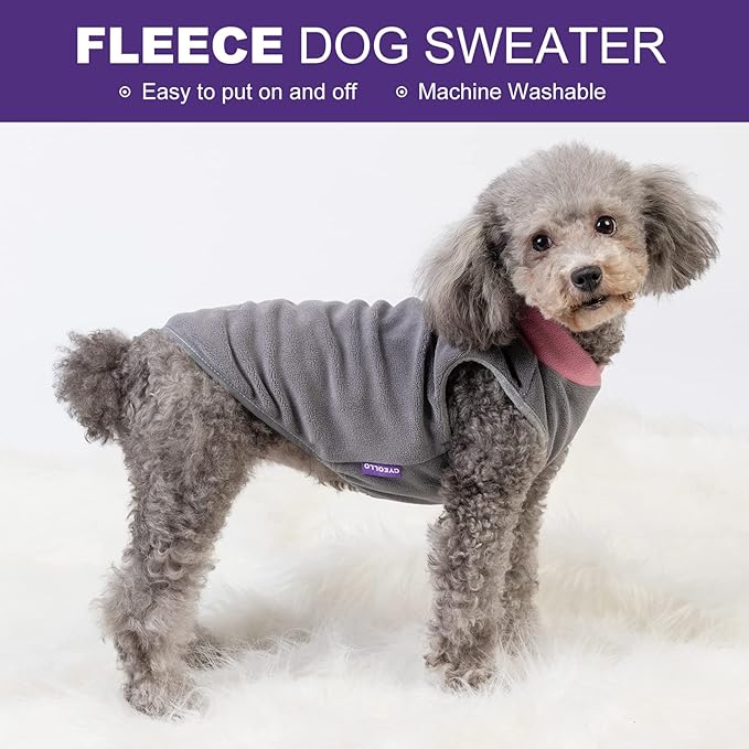 cyeollo 2 Pack Dog Sweater Fleece Vest Pullover Dog Sweatshirt Reflective Lightweight Pet Clothes for Large Dogs Girl Pet Apparel, Pink & Grey XXXL
