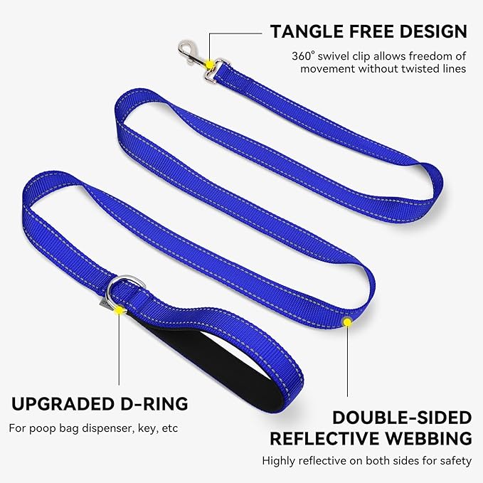 Joytale Dog Leash, 4 FT Double-Sided Reflective, Padded Handle Nylon Heavy Duty Leashes for Small Dogs Walking, Navy Blue