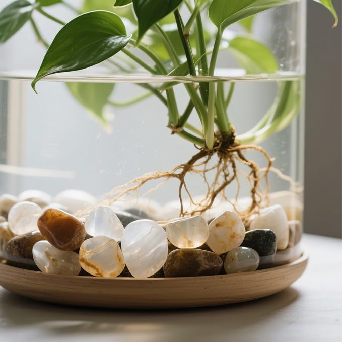 0.96LB Natural Crushed Stones Aquarium Gravel Vase Filler Succulent Rocks Fish Tank Decor Pebbles Polished Irregular Shaped Bulk - White