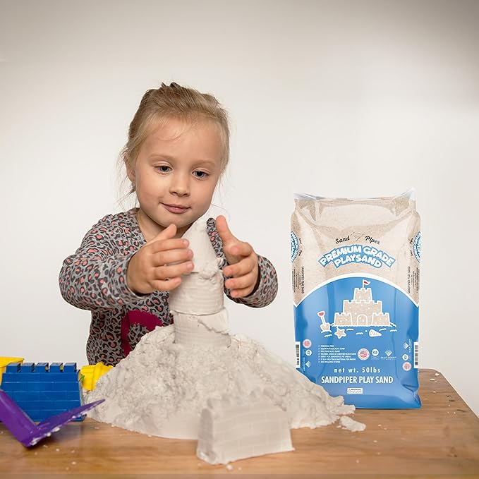 Sandpiper Multiuse Play Sand for Kids - 25 Lbs Indoor Outdoor Silica Sand for Sandbox, Craft Table, Sensory Bin Filler, & Building Beach Castles