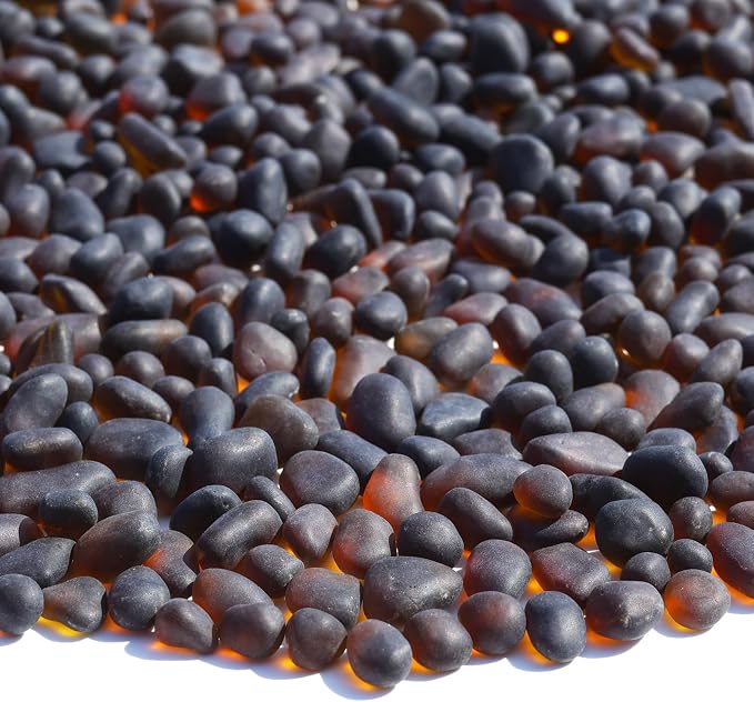 QYGL Sea Glass Stones - 2.9LB/46.4oz Brown Frosted Glass Pebbles | Glass Gemstones Perfect for Aquarium Rocks, Fish Tank Gravel, Vase Fillers, Seaglass DIY Crafts, and Home Decor