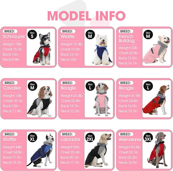 Nanaki Large Dog Coats for Winter Waterproof, Warm Fleece Lining Reflective Large Dog Jacket with Leash Hole,Furry Collar Cold Weather Puppy Jacket Outdoor Walking Hunting Easy On Pet Snow, Pink 2XL