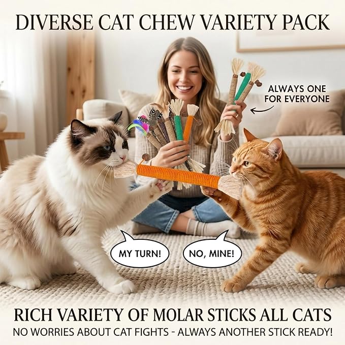 Cat Toys 21Pack Silvervine Chew Stick Kitten Treat Catnip Toy Kitty Natural Stuff Catnip Matatabi for Cleaning Teeth Indoor Dental Snack Interactive