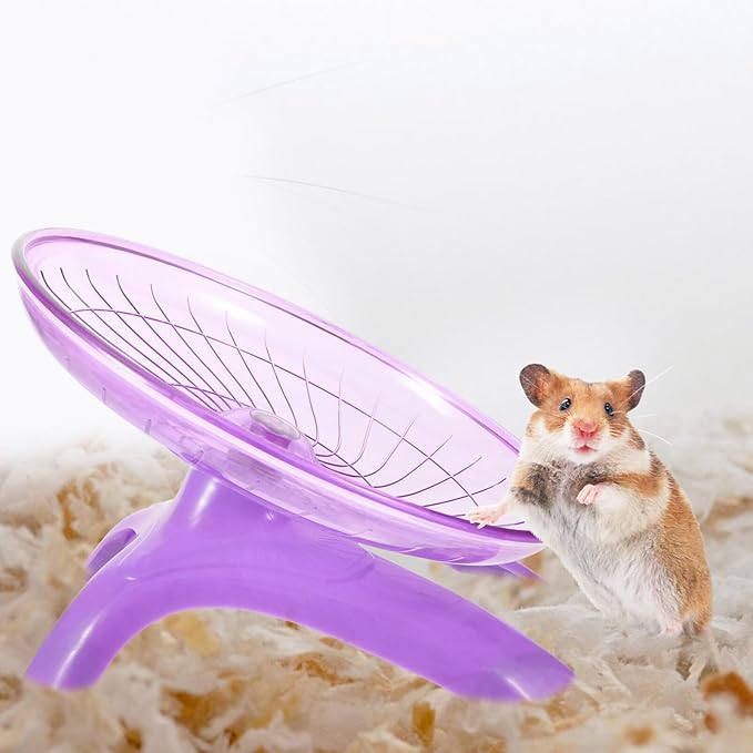 Ipetboom Hamster Wheel Chinchilla Running Saucer Silent Gerbils Wheel Purple Flying Saucer