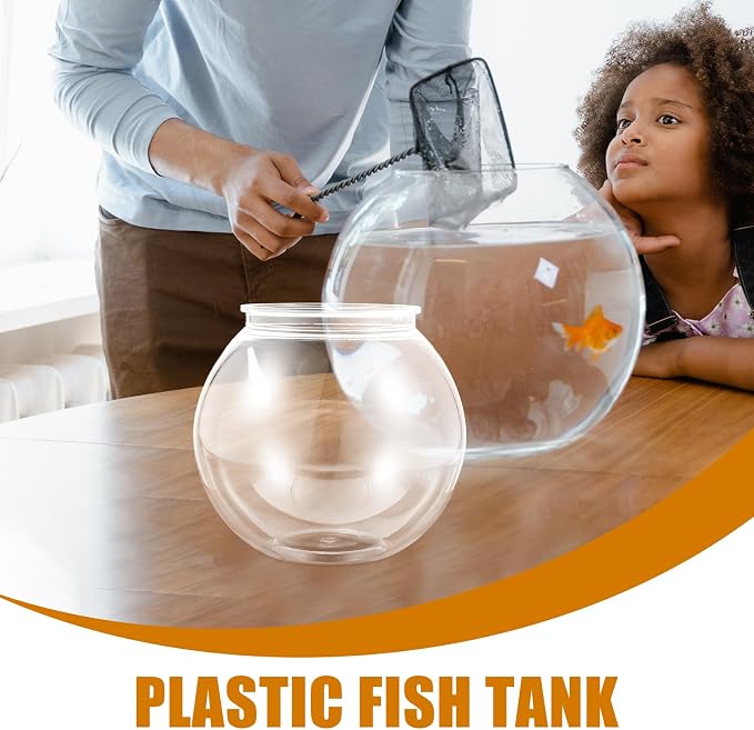 Transparent Plastic Fish Tank Small Round Aquarium for Goldfish Clear Fish Bowl for Plants Household Desktop Decor Integrated Design Easy to .08 X 7.08 X 6.29 in