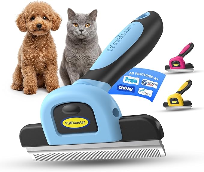 DakPets Deshedding Tool | Stainless Steel Grooming Brush for Shedding Fur Removal - Cats and Dogs