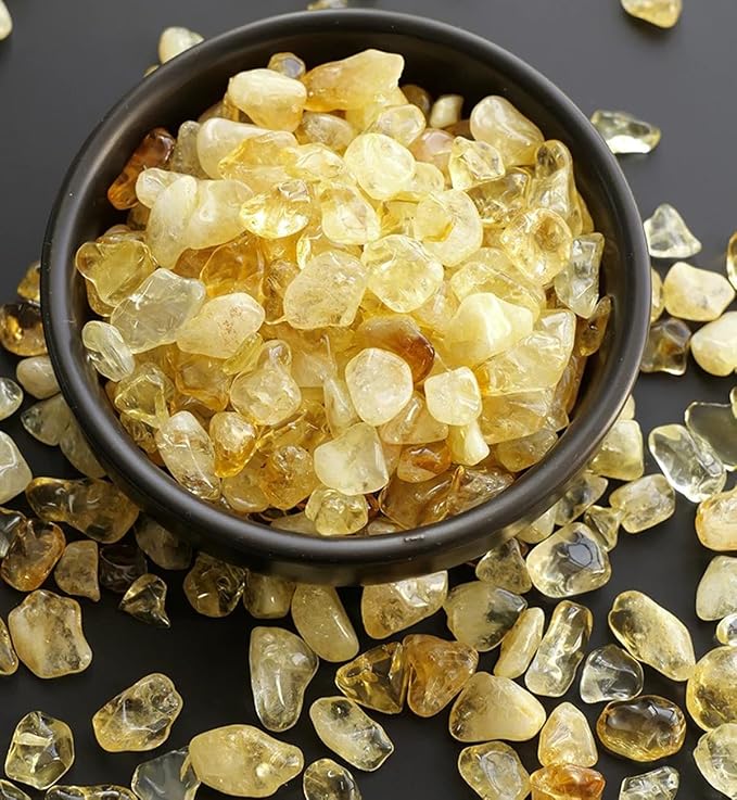 Erliway Citrine Crystal Chips Bulk for Vase Filler Crafts, 0.5 lb 7-9 mm | Natural Crushed Crystal Stone for Spell Jar, Aquarium Gravel, Reiki Healing Meditation, Jewelry Making, Resin Art, Home Décor