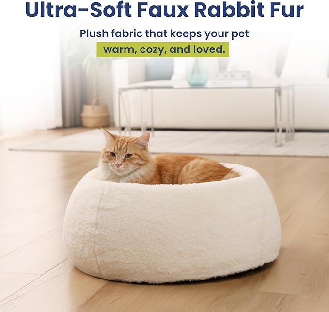 PAWSPIK Perfect Comfort Orthopedic Faux Rabbit Fur Memory Foam Cat & Small Dog Bed