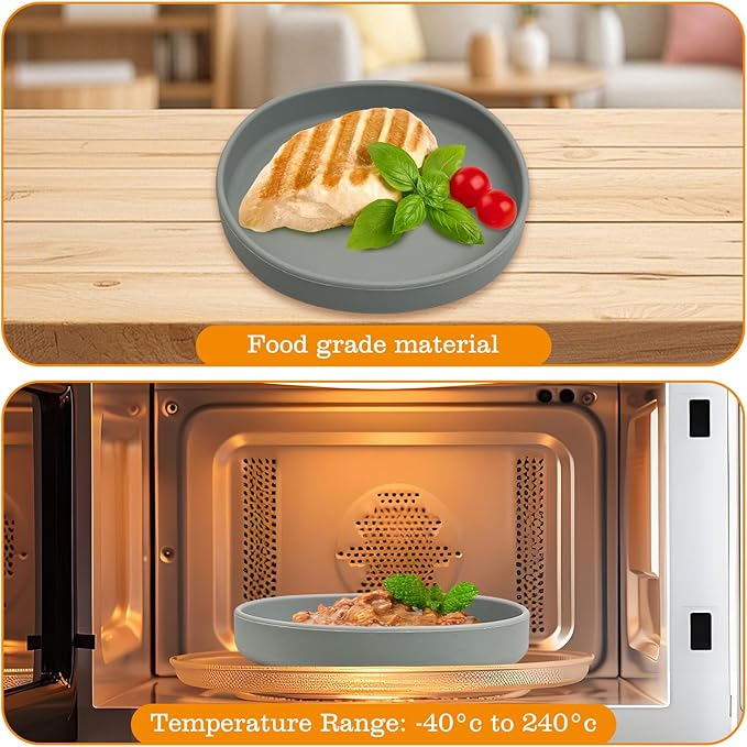 BNOSDM Silicone Dog Food Plate Shallow Dog Bowl Flat Cat Dish 2 Pack Small Puppy Plates for Small Dogs and Cats Whisker Fatigue Pet Feeding Bowls for Dry and Wet Food (Light Brown)