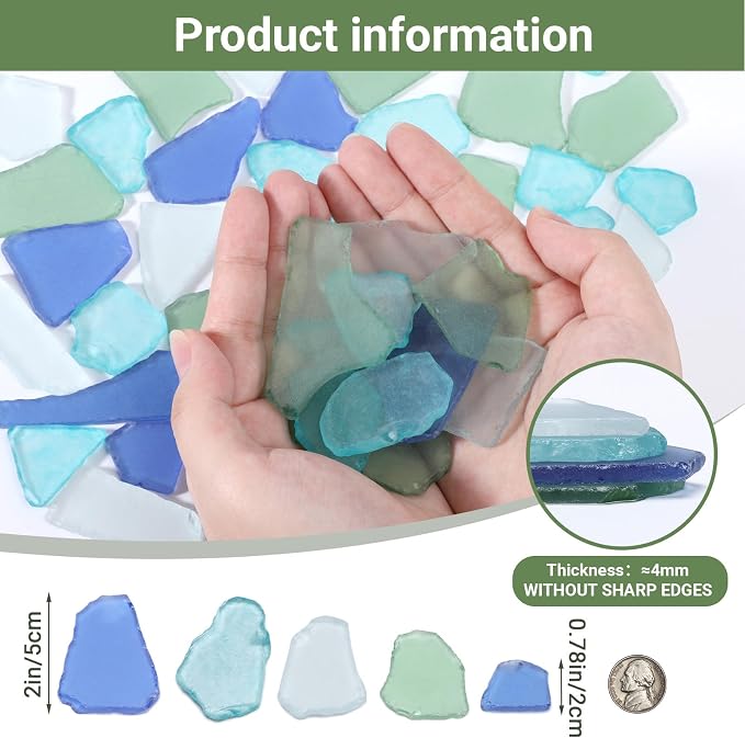 SUREAM 26OZ Sea Glass Christmas Tree, Bulk Sea Glass for Crafts | Blue/Green/White Glass Stones for Vases, Wedding, Party, DIY Craft Supplies