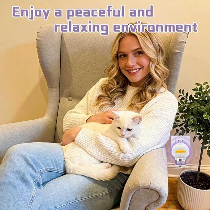 Cat Pheromone Calming Diffuser 8 in 1 Appeasing Pet Pheromones Diffuser to Calm Kit (2 Plug in+ 6 Pack 48ml Refill) for Anxiety