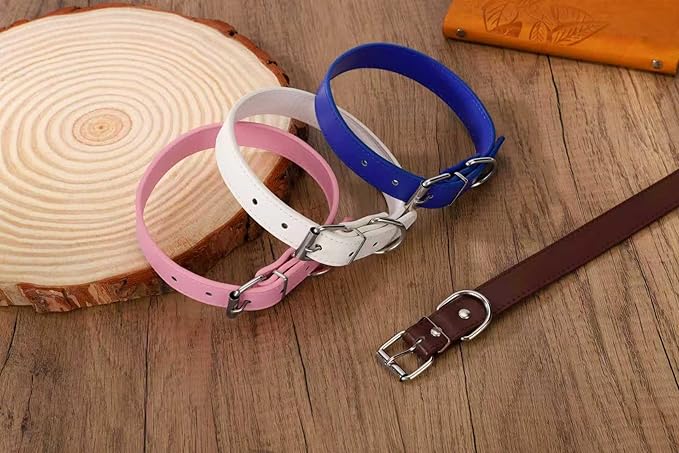 White Soft Leather Dog Collar for Small,Medium, Large Dog, Comfortable and Adjustable (Wide: 0.95'' for Dog's Neck: 13''~18'', White, L)