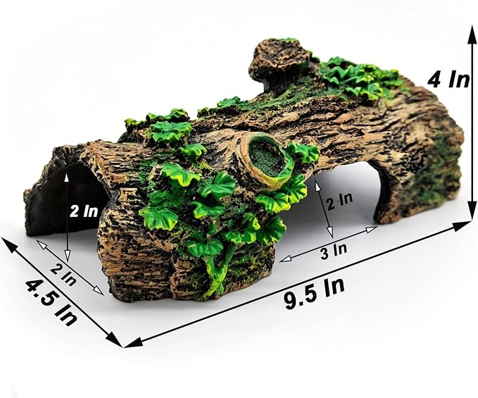 Aquarium Décor Artificial Driftwood House Fish Tank Ornamnt Cave | Bettas House ,Resin Hollow Tree Trunk Décor，Reptile Terrarium Decor，Fish Shrimp Goldfish Reptile Hide Cave for Play & Res