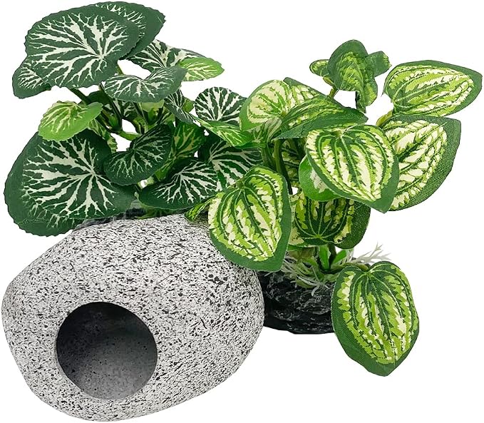 Aquarium Plants Betta Fish Tank Decorations 4inch/2pcs Soft Silk Artificial Plant Goldfish Waterscape Fish Hides Snake Tank/Reptiles Plants (B-3pcs Set)