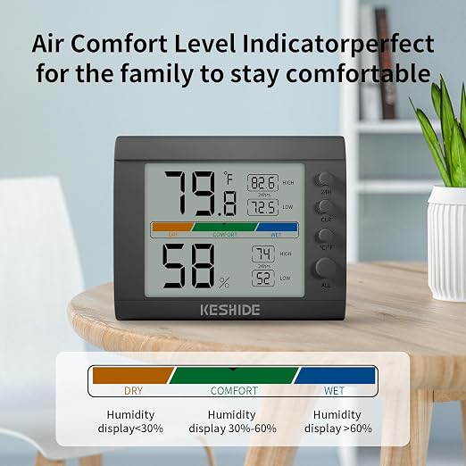 Hygrometer Thermometer Gauge Mini Digital, Monitor Indoor Outdoor Humidity Meter Temperature for Humidifiers Dehumidifiers Greenhouse Reptile Humidor