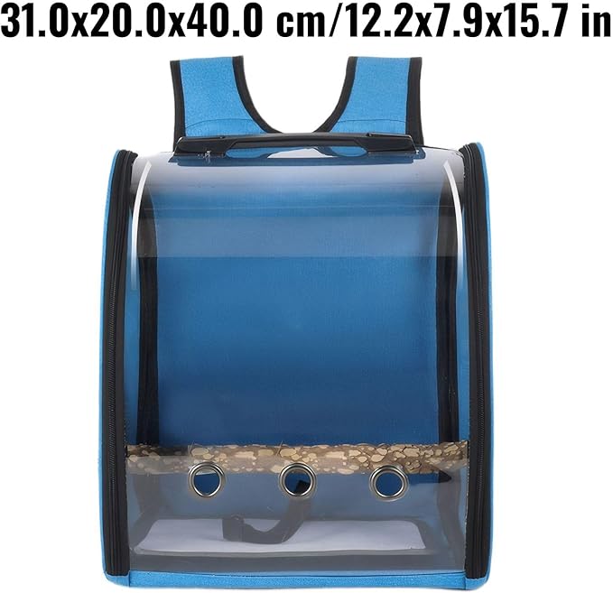 Pet Bird Backpack with Ventilated Acrylic Front and Perch for Travel