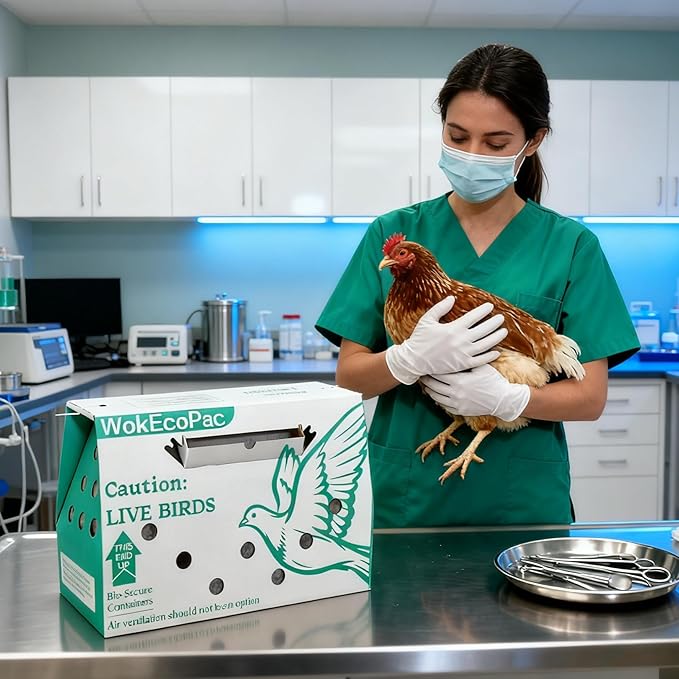 6 Pack Single Live Bird Shipping Boxes, Live Chicken Shipping Boxes, Poultry Shipping Boxes has Ventilation Openings, Cardboard Pet Carrier for Chicken, Bird, Duck, Pigeons, Canaries 17.7x7.8x11.8 in