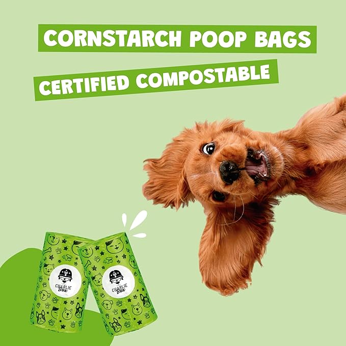 Certified Compostable Dog Poop Bags – ASTM D6400 Plant-Based Cornstarch Biodegradable Pet Waste Bags, Extra Thick Leak-Proof, Fits Standard Dispensers (240)