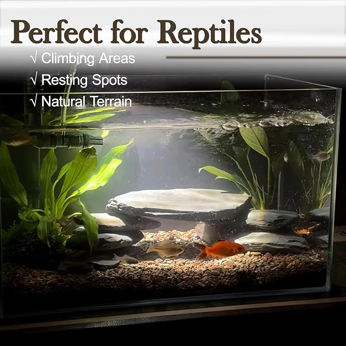 20lb Natural Stone Turtle Rocks for Tank 8-10pcs Basking Platform Stone, Natural Slate Rocks for Reptiles, Aquarium & Aquascape Decor(2-10 Inches)