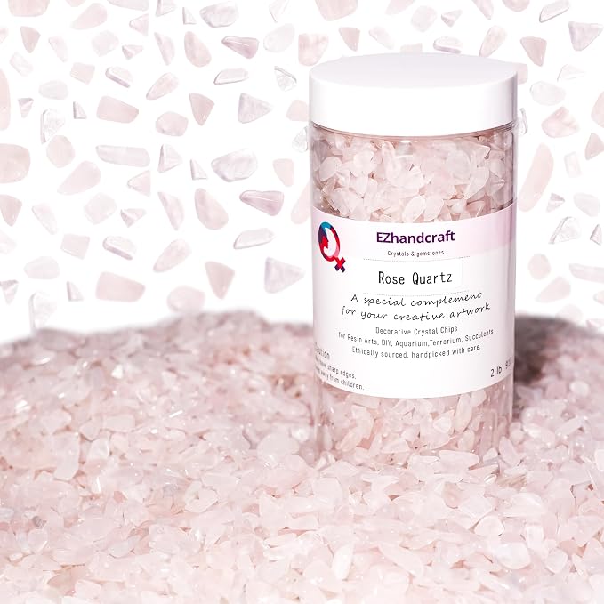 Rose Quartz & Clear Quartz Chips Bulk 2lbs, 2400+ Pieces, 5-8mm Gemstones