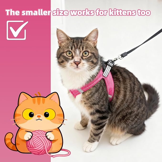 SMOUATOU All Weather Mesh Step in Vest Harness for Small and medidum Dogs and Cats, Adjustable Soft Padded Dog Vest with Easy Control Handle for Dogs Pets (Rose Red, M)