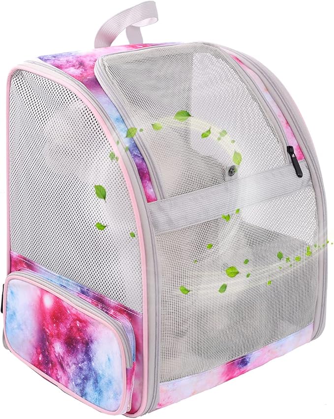 Galaxy Pink Pet Carrier Backpack for Cats and Small Dogs, Backpack for Kitten Bunny Airline Approved Travel Hiking Camping Cat Vet Book Bag (Ventilation)