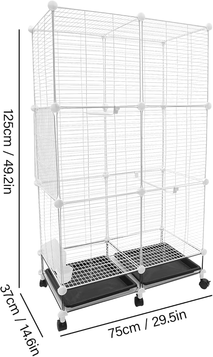 49in Metal Bird Cage Large Parakeet Cages for Parrot, Cockatiel, Lovebird, Pigeon Pagoda Bird House with Rolling Stand,Feeding Bowls & Waterer (Iron-49in)