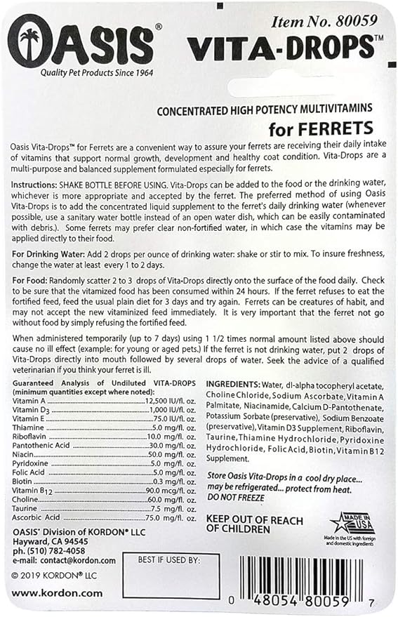 OASIS #80059 Ferret Vita-Drop Vitamins, 2-Ounce