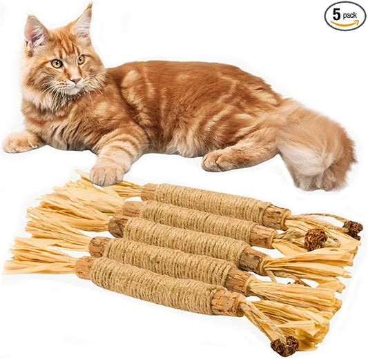 5PCS Purriq Natural Silvervine Dental Sticks, 100% Natural Silvervine Sticks