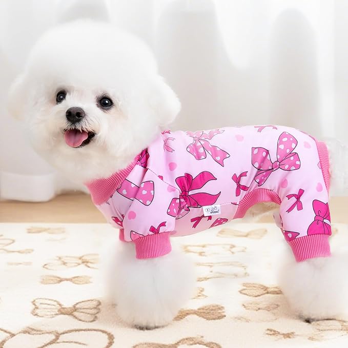 XPUDAC 4 Pieces Dog Pajamas Soft Strechy Puppy Onesies Pet Clothes for Small Medium Dogs Boy Girl Cat Pet Outfit, 153-XXS