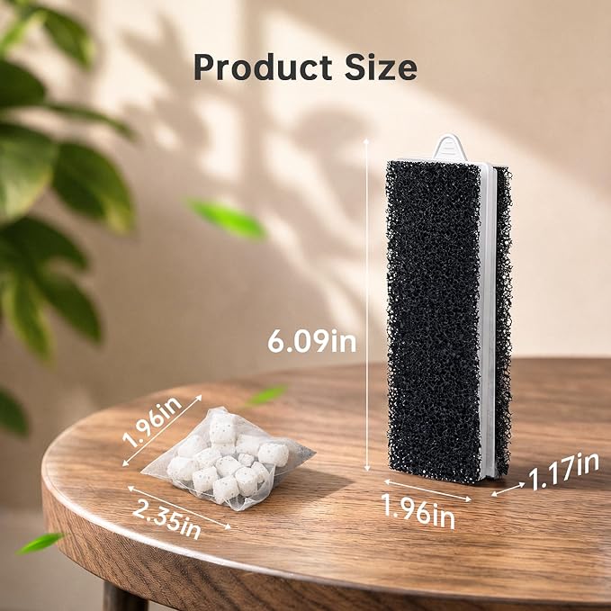 Filter for Fish Tank, 3 Pcs Filters & 6 Pack Quartz Balls for Aquarium, Multi-Layer Filtration, Keep Water Clean