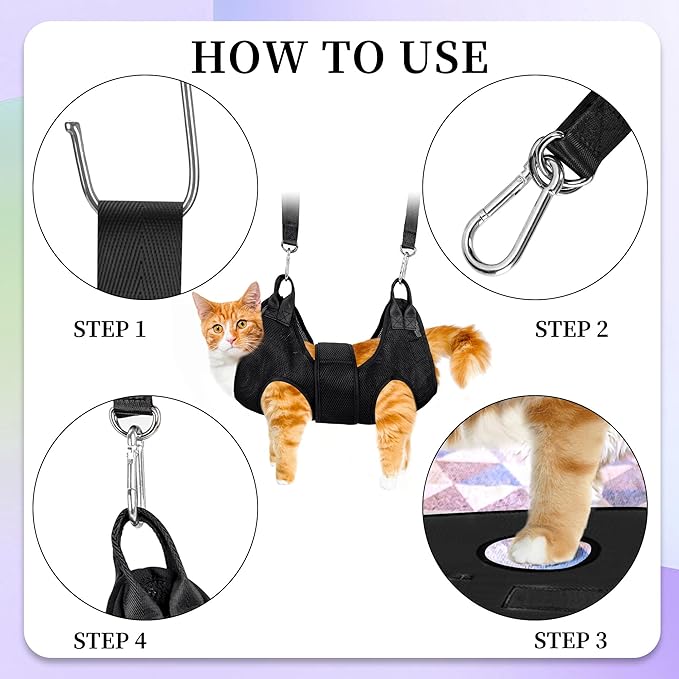 PatiencET Bundle of 1 Set Cat Grooming Hammock and 2 Pack Cat Scratching Mat for Couch, Carpet, Sofa