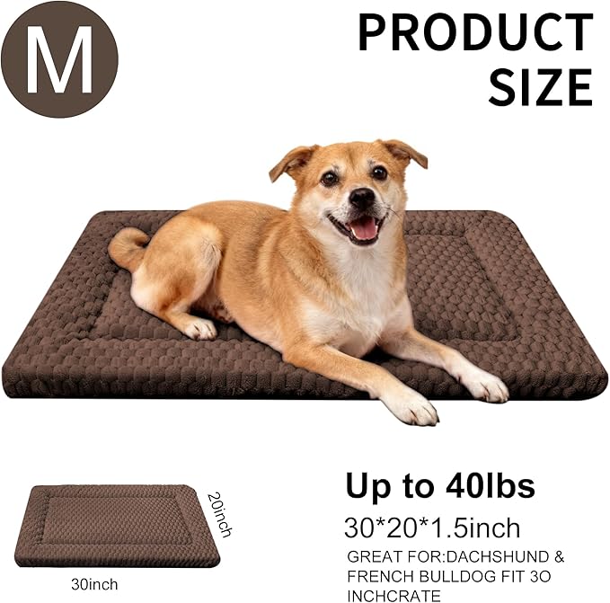 Dog Bed Mat - Dog Crate Pad - Reversible Mat for Pet Comfort - Soft Bed Crate Pads for All Seasons - Durable, Machine Washable Mat for Crates, Travel, and Home (Dark Brown, 30" L*20" W*1.5" Th)
