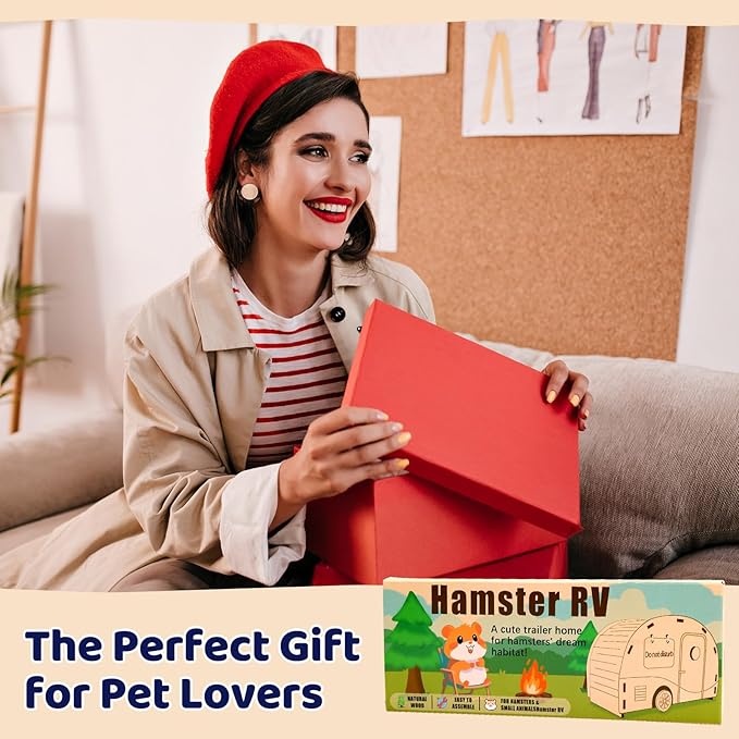 CypherX Wooden Hamster Hideout Hamster Toys Small Animals Cage Accessories for Hammie and Other Small Pets
