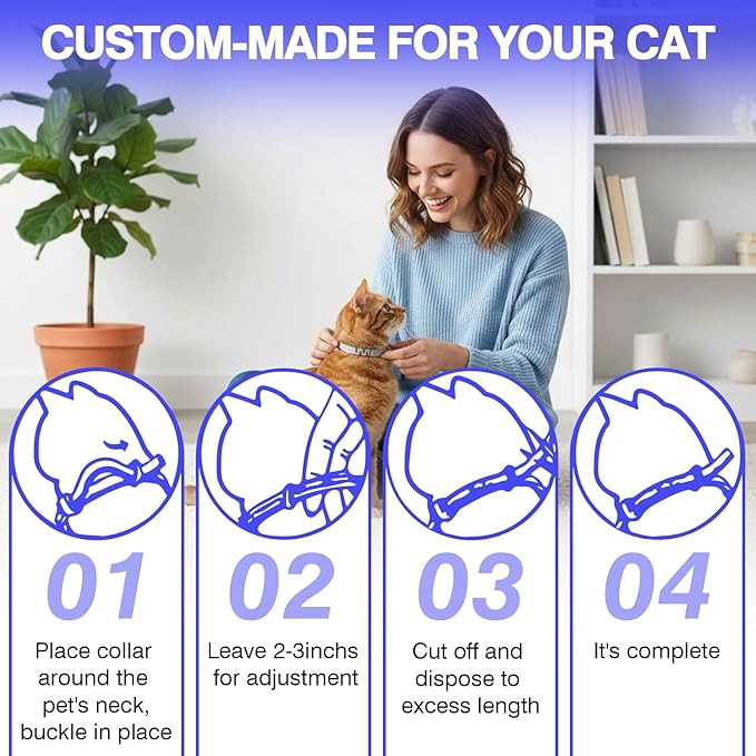 Tcllka Calming Collar for Cats 8 PK Cat Stress and Anxiety Relief Pheromone Calming Collar for Cats Anti Aggression for Cats Cat Calming Collars