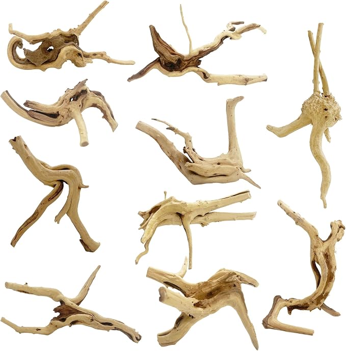 10 Pcs Large Natural Spider Wood for Aquarium 4-6", Aquarium Drift Wood, Assorted Size Spider Wood, Twisted Branches Trunk for Fish Tank, Aquascaping, Reptile Climbing Branch, Terrarium Decor