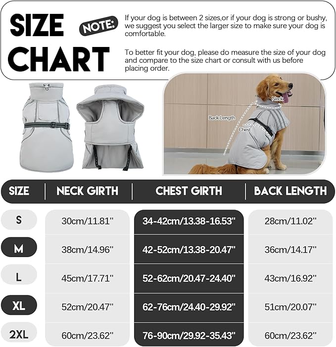 Warm Dog Coat, Reflective Adjustable Dog Jacket, Furry Turtleneck Winter Coat Thicken Dog Fleece Vest, Waterproof Windproof Dog Cold Weather Coats with Buckle for Puppy Small Medium Large Dogs