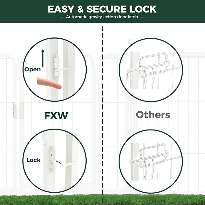 FXW Rollick Unleashed Dog Playpen for Indoor, Yard, RV Camping, 50 inch 16 Panels for Large Dogs, White│Patented