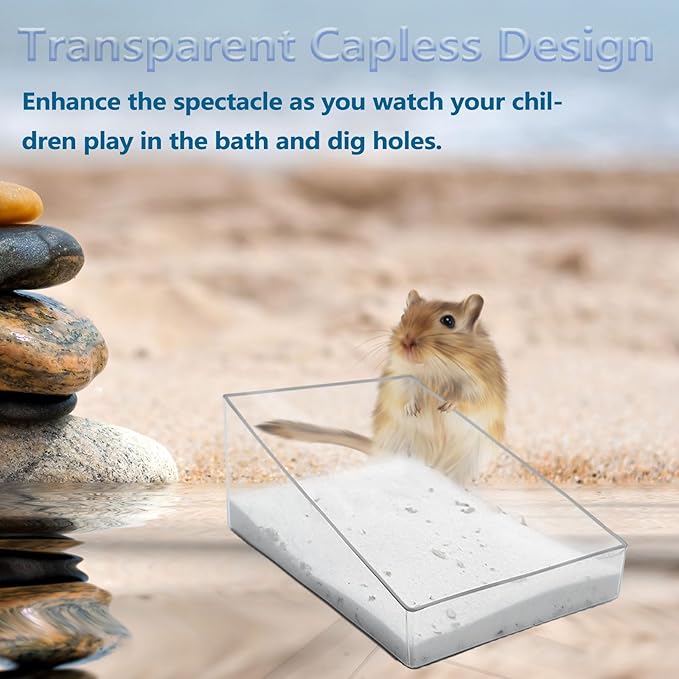Hamster Sand Bath Box, Transparent Acrylic Sand Bath Container,Bathroom & Digging Room,Hamster Cage Accessories for Dwarf & Syrian Hamsters Gerbils Mice Lemming,Transparent