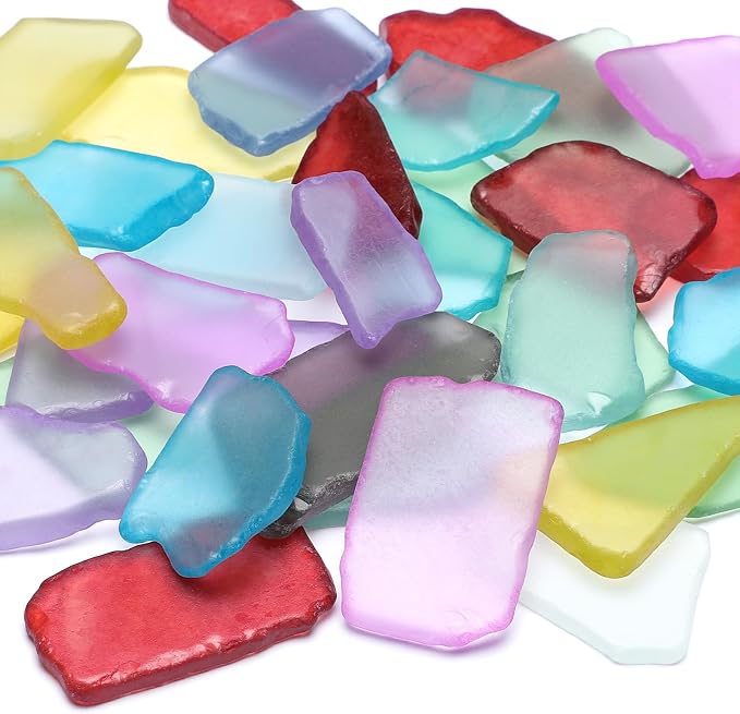 SUREAM Colorful Bulk Sea Glass, 13oz Sea Glass Christmas Tree Kit, Glass Stones for Beach Wedding Party Home Aquarium Decor and DIY Art Craft Supplies
