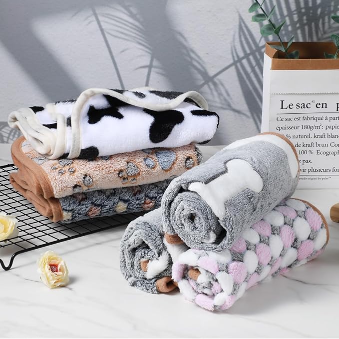 6 Pcs Guinea Pig Blankets - Soft Flannel Fleece Bedding, Washable & Reversible Small Animal Cage Liners for Hamster, Rabbit, Chinchilla (16"x24", Multi-Color)