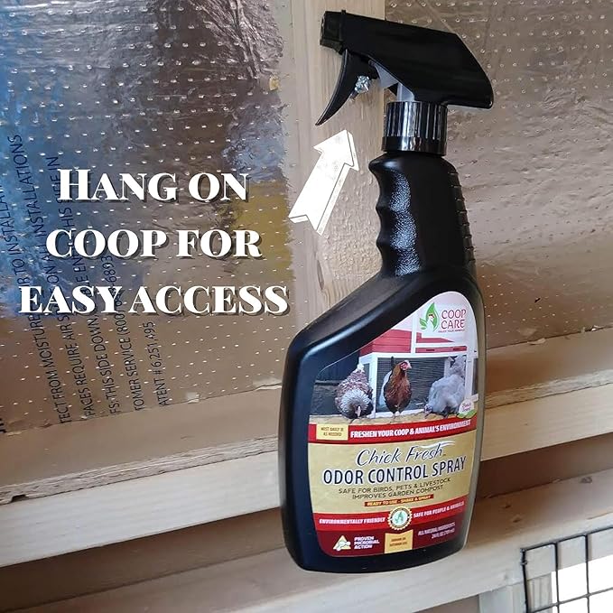 Chick Fresh - Odor Control Spray for Backyard Chickens. Eliminate Chicken Coop, Brooder, Nest Boxes, Hen Houses, Rabbit Hutches Odor & More! 24 oz Spray Bottle (2 Pack)