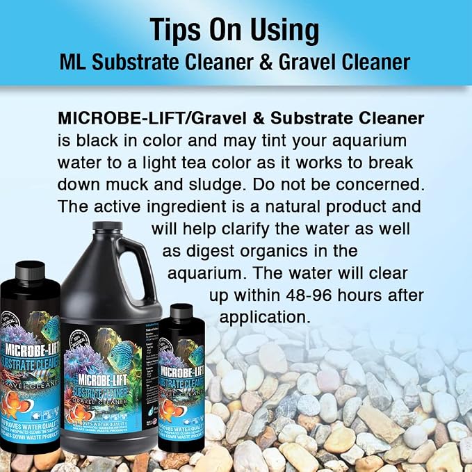Microbe-Lift Gravel & Substrate Cleaner for Saltwater Aquarium and Freshwater Tanks, Tank Cleaner and Aquarium Water Conditioner, Clarifies Water, Reduces Muck, Aquarium Supplies, 16 Ounces (GSC16)