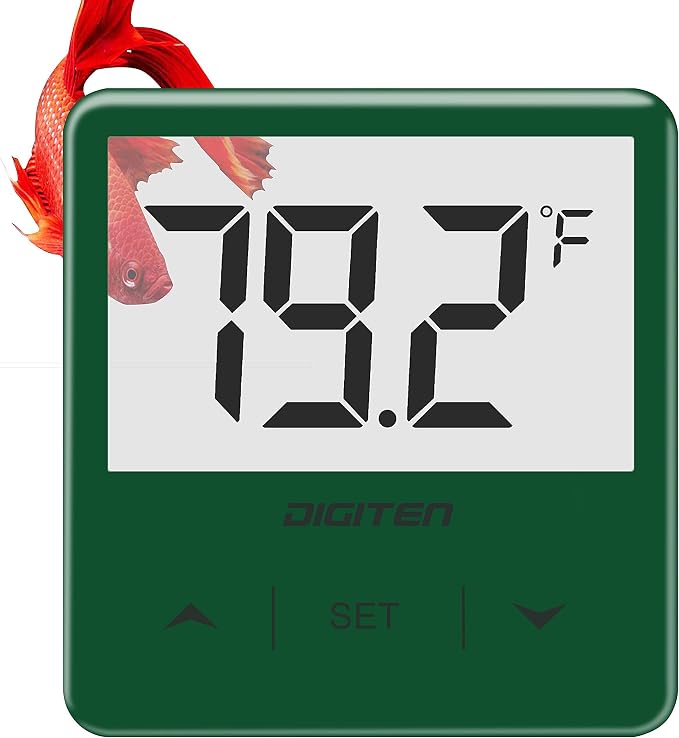 Aquarium Thermometer Digital Fish Tank Thermometer with Large LCD Display Stick On Water Terrarium Temperature Sensor Gauge for Reptiles Turtle Amphibians