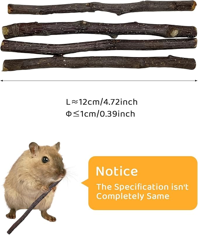 ANDES Natural Apple Sticks Small Animals Molar Wood Treats Toys Chinchilla Guinea Pig Hamster Rabbit Gerbil Parrot Bunny and Small Animals Chew Stick Toys Treats (Premium Apple Sticks -10.6oz)