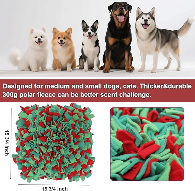 Ablechien Snuffle Mat for Dogs - Christmas Dog Toys, Sniff Mats for Dogs - Nosework Training Mats for Foraging Instinct, Enrichment Toys for Small/Medium/Large Pets