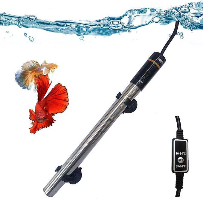 Aquarium Heater, 500W Submersible Fish Tank Heater Underwater Turtle Water Warmer for 40-90 Gallon Tank with with Intelligent LED Temperature Display and External Temperature Controller