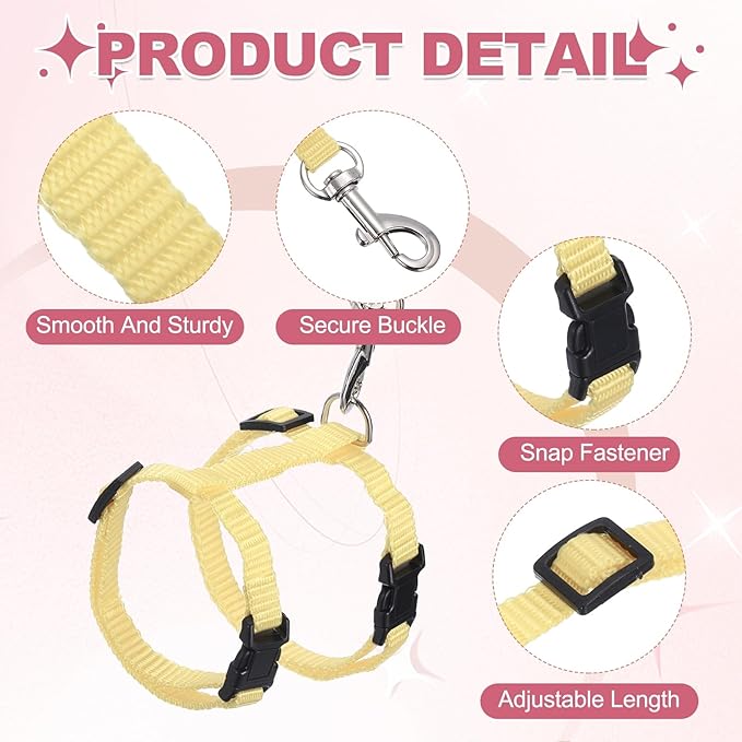 Rabbit Harness and Leash, Escape Proof Bunny Cat Leash Small Animal Harness Soft Adjustable Buckle(2Pcs, Beige) for Bunny Kitten Cats Puppies Walking Hiking Training