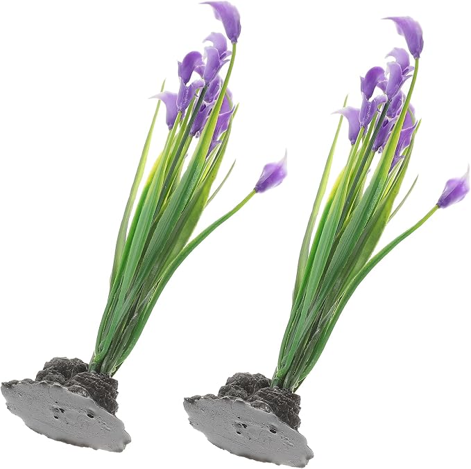 iplusmile Decorative Fish Tank Plant 2Pcs Realistic Silk Aquarium Plants for Fish Tank Supplies Aquarium Decor Plastic Water Plants for Home Office